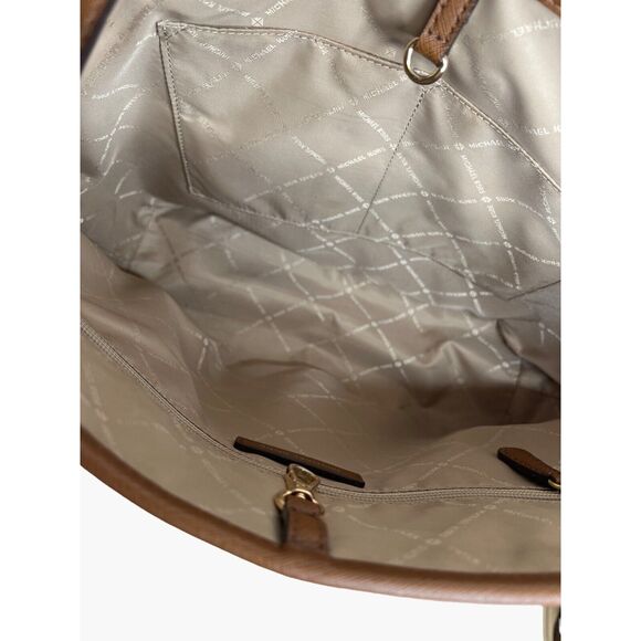 Michael Kors Chestnut Tan Saffiano Jet Set Tote Leather Bag Carryall Purse - Picture 9 of 13